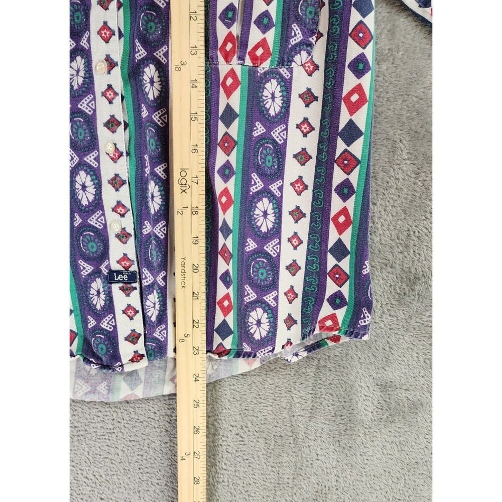 Lee Shirt Womens Extra Large Purple Striped Western Vintage Distressed Button up - Picture 5 of 9